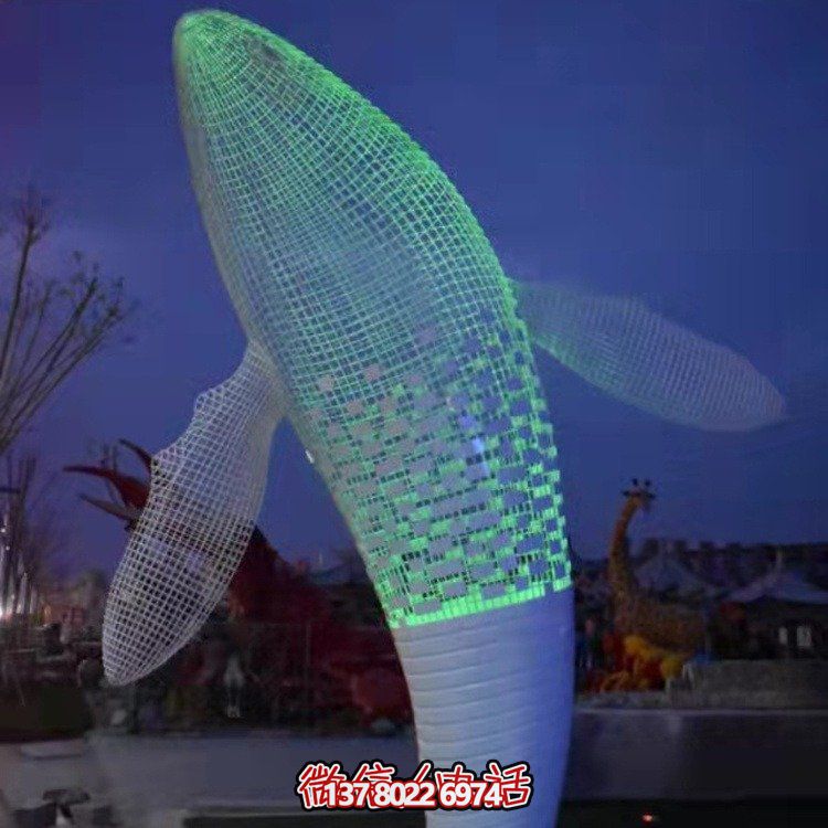 不銹鋼鯨魚雕塑景觀，營造完美空間氛圍