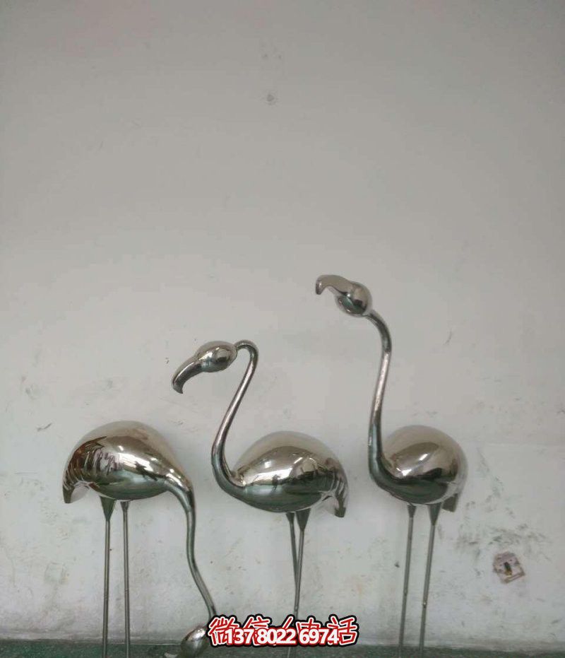 不銹鋼火烈鳥雕塑，拋光精美