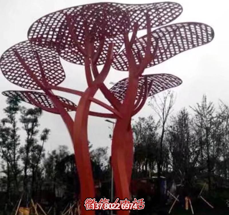 兒童安全游樂園，不銹鋼網(wǎng)格樹雕塑裝置