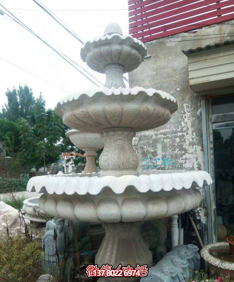 精美多層石雕景觀噴泉，打造完美公園