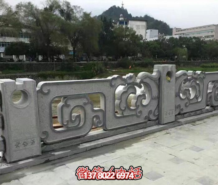 復(fù)古鏤空花紋欄桿，防護(hù)河道街邊青石