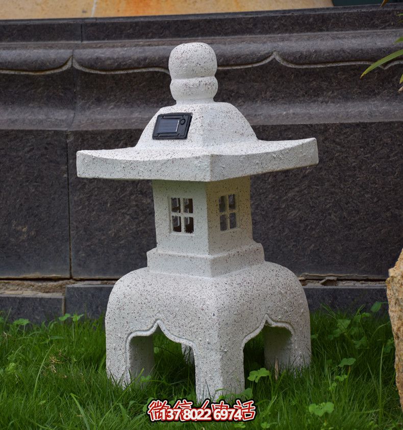 太陽(yáng)能石燈，復(fù)古中式裝飾戶外景觀燈