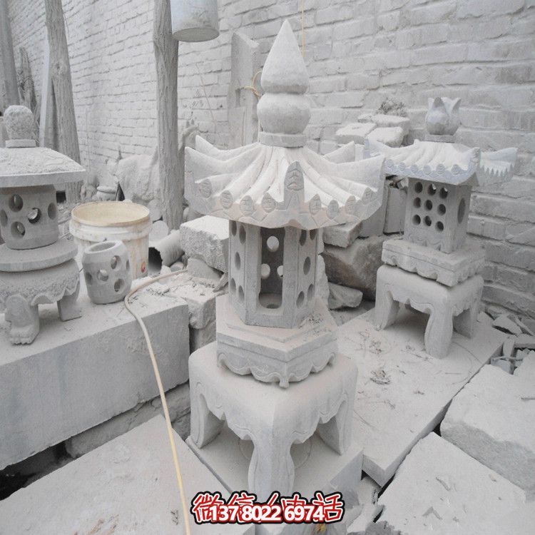 精美石燈鏤空大理石裝飾擺件，點亮你的漢白玉庭院