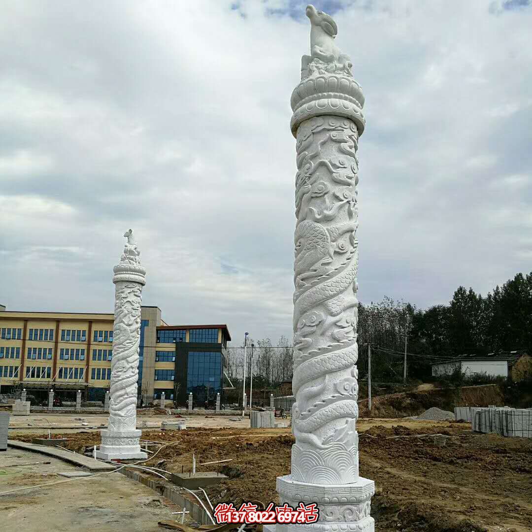現代漢白玉石雕龍柱——助力企業(yè)宣揚氣質