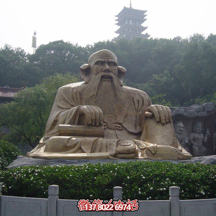 廣場(chǎng)景區(qū)大型銅雕老子，戶外仿銅古代人物雕塑