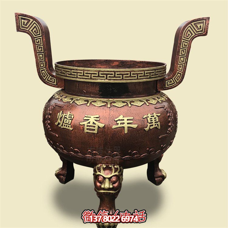 家用銅雕上香祈福鼎，香爐雕塑