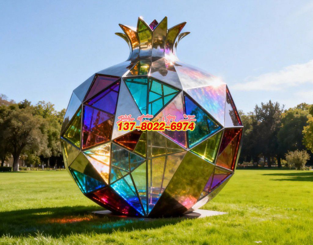 《晶簇同心?榴韻華章》：不銹鋼景觀(guān)雕塑凝萃石榴意象，織就民族團(tuán)結(jié)的絢爛符號(hào)